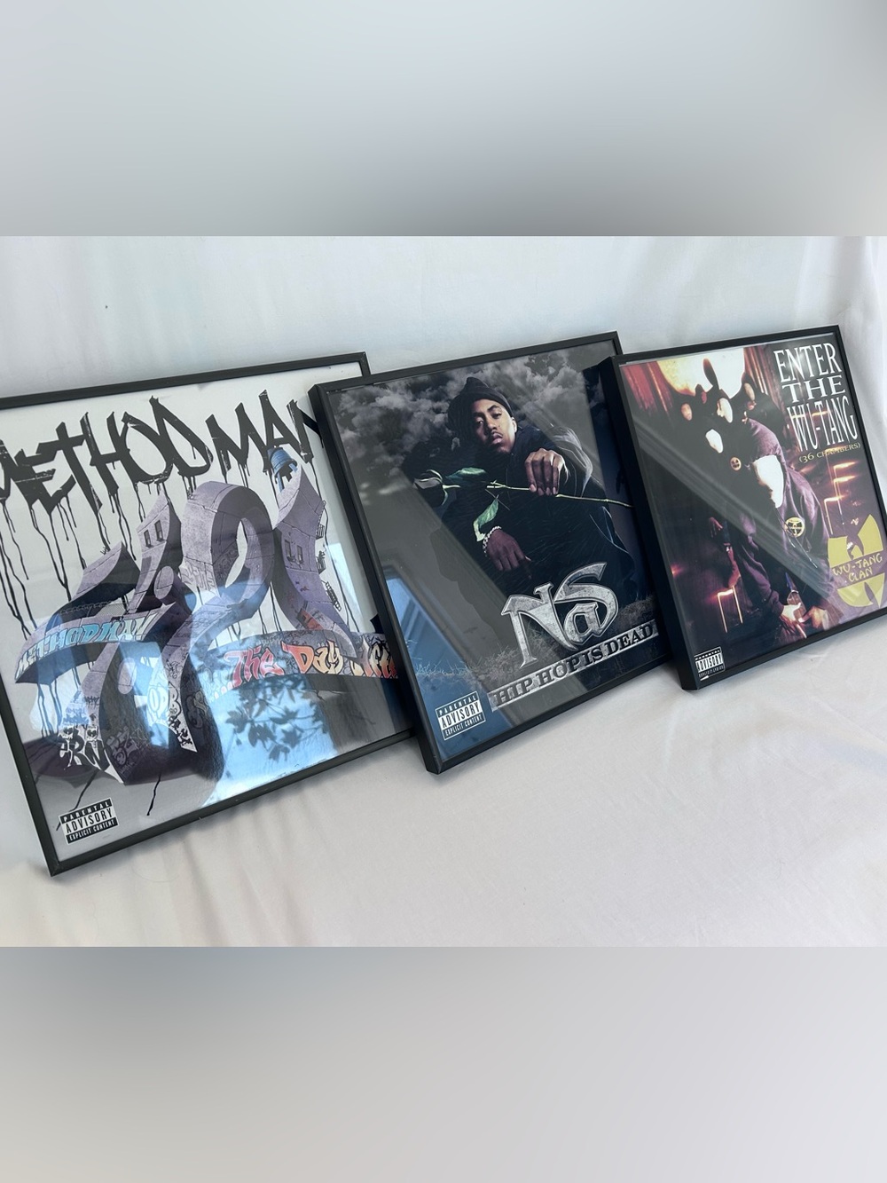 Hip Hop Album Cover Wall Art Set Nas Method Man Wu-Tang Clan 3 Metal Frames